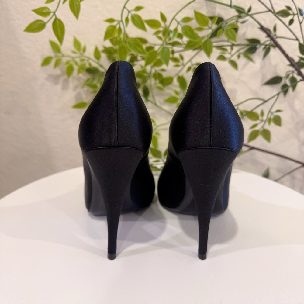 Authentic Saint Laurent Black Frankly 115 Satin Peep Pump Sandals Size 38.5 NIB - Picture 6 of 15